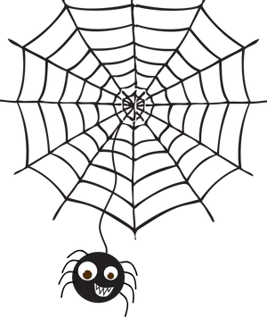 Cartoon Spiderand Web PNG Image