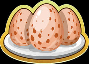 Cartoon Spotted Eggson Tray PNG with transparent background