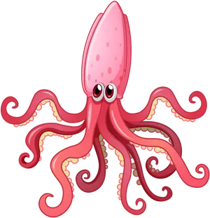 Cartoon Squid Illustration PNG Image