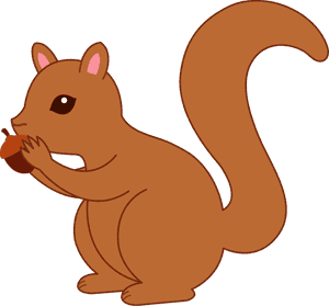 Cartoon Squirrel Eating Acorn PNG image with transparent background