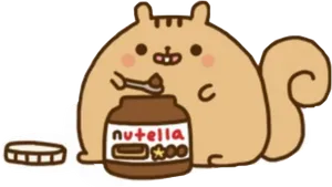 Cartoon Squirrel Eating Nutella PNG Image