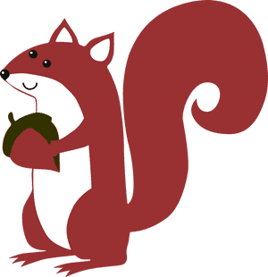 Cartoon Squirrel Holding Acorn PNG image with transparent background