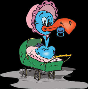 Cartoon Stork Delivering Baby PNG image with transparent background