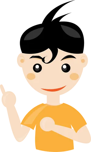 Cartoon Student Raising Hand PNG Image