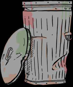 Cartoon Style Dirty Trash Can PNG image with transparent background