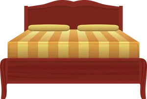 Cartoon Style Double Bed PNG Image