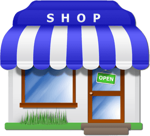 Cartoon Style Open Shopfront PNG image with transparent background