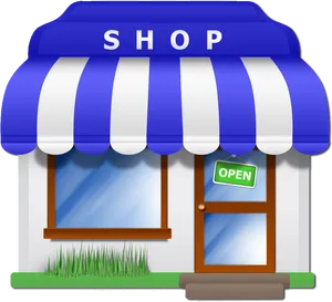 Cartoon Style Open Shopfront PNG Image