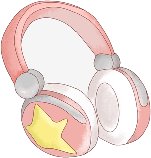 Cartoon Style Pink Headphoneswith Star PNG