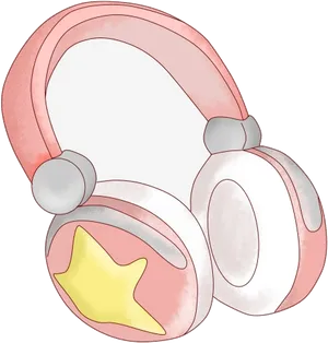 Cartoon Style Pink Headphoneswith Star PNG Image