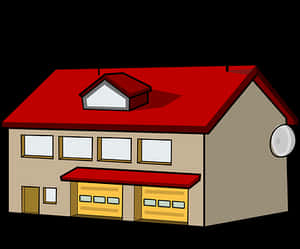 Cartoon Style Red Roof House PNG with transparent background