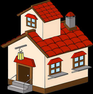 Cartoon Style Residential House PNG image with transparent background
