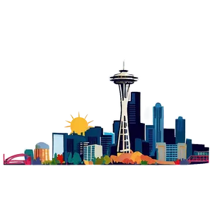 Cartoon Style Seattle Skyline Png Ieo PNG Image