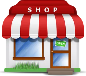 Cartoon Style Shop Front Icon PNG Image