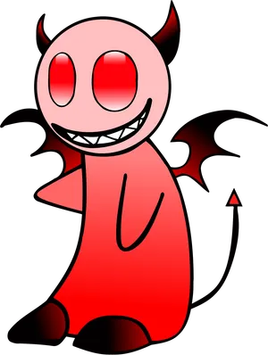 Cartoon Style Smiling Devil Illustration PNG Image