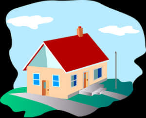 Cartoon Style Suburban House PNG image with transparent background
