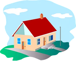 Cartoon Style Suburban House PNG Image
