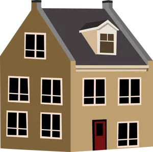 Cartoon Style Tan House PNG Image