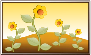 Cartoon Sunflowers Illustration PNG Image