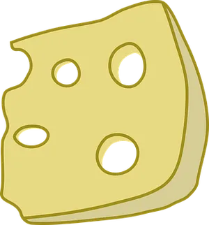 Cartoon Swiss Cheese Wedge PNG Image