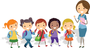 Classroom School Kids Cartoon Education Teacher Physical - Teacher With Kids Cartoon, HD Png Download PNG with transparent background