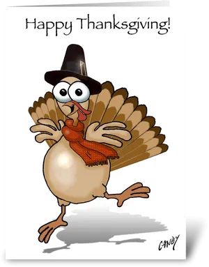 Cartoon Thanksgiving Turkey Greeting PNG Image