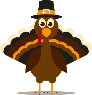 Cartoon Thanksgiving Turkeywith Pilgrim Hat PNG Image