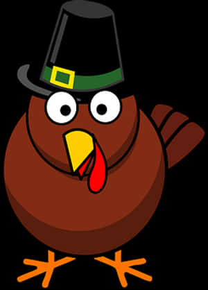 Cartoon Thanksgiving Turkeywith Pilgrim Hat PNG image with transparent background
