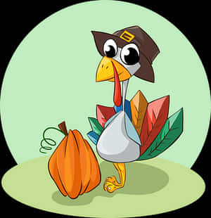 Cartoon Thanksgiving Turkeywith Pumpkin PNG image with transparent background