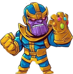 Cartoon Thanos With Infinity Gauntlet PNG Image