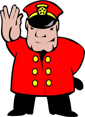 Cartoon Train Conductor Waving PNG Image