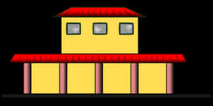 Cartoon Train Station Illustration PNG with transparent background
