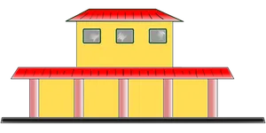 Cartoon Train Station Illustration PNG Image