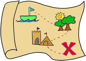 Cartoon Treasure Map Illustration PNG Image