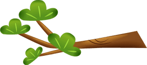 Cartoon Tree Branch Green Leaves PNG image with transparent background