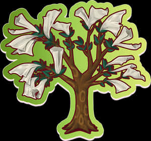 Cartoon Tree With Plastic Bags PNG image with transparent background
