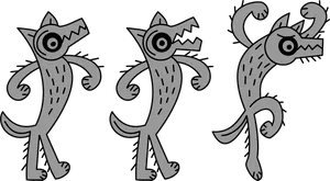 Cartoon Trioof Wolves Dancing PNG Image