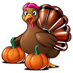 Cartoon Turkey With Pumpkins Png Rxi80 PNG Image