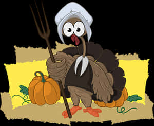 Cartoon Turkeyin Pilgrim Outfit PNG image with transparent background