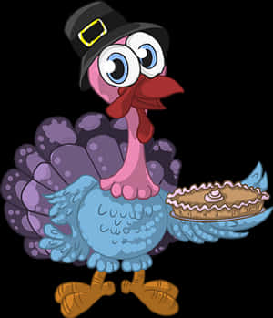 Cartoon Turkeywith Pie PNG image with transparent background
