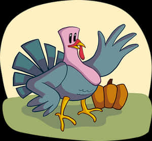 Cartoon Turkeywith Pumpkin PNG image with transparent background