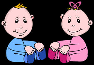 Cartoon Twin Babies Sitting PNG image with transparent background