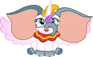 Cartoon Unicorn Elephant Hybrid PNG Image