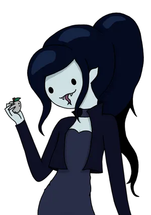 Cartoon Vampire Girl Holding Bat PNG Image