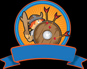 Cartoon Viking Warrior Defending PNG image with transparent background