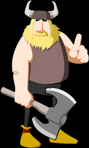 Cartoon Viking Warrior Gesture PNG image with transparent background