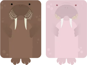 Cartoon Walrus Pair Illustration PNG Image