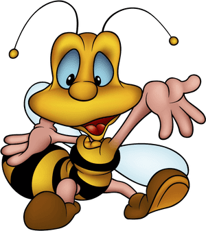 Cartoon Wasp Character Sitting.png PNG