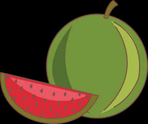 Cartoon Watermelonand Slice PNG