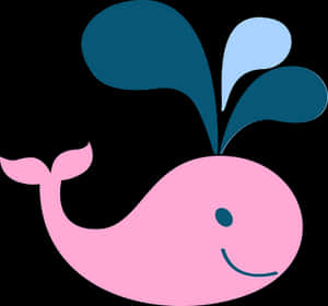 Cartoon Whale Spouting Water PNG image with transparent background